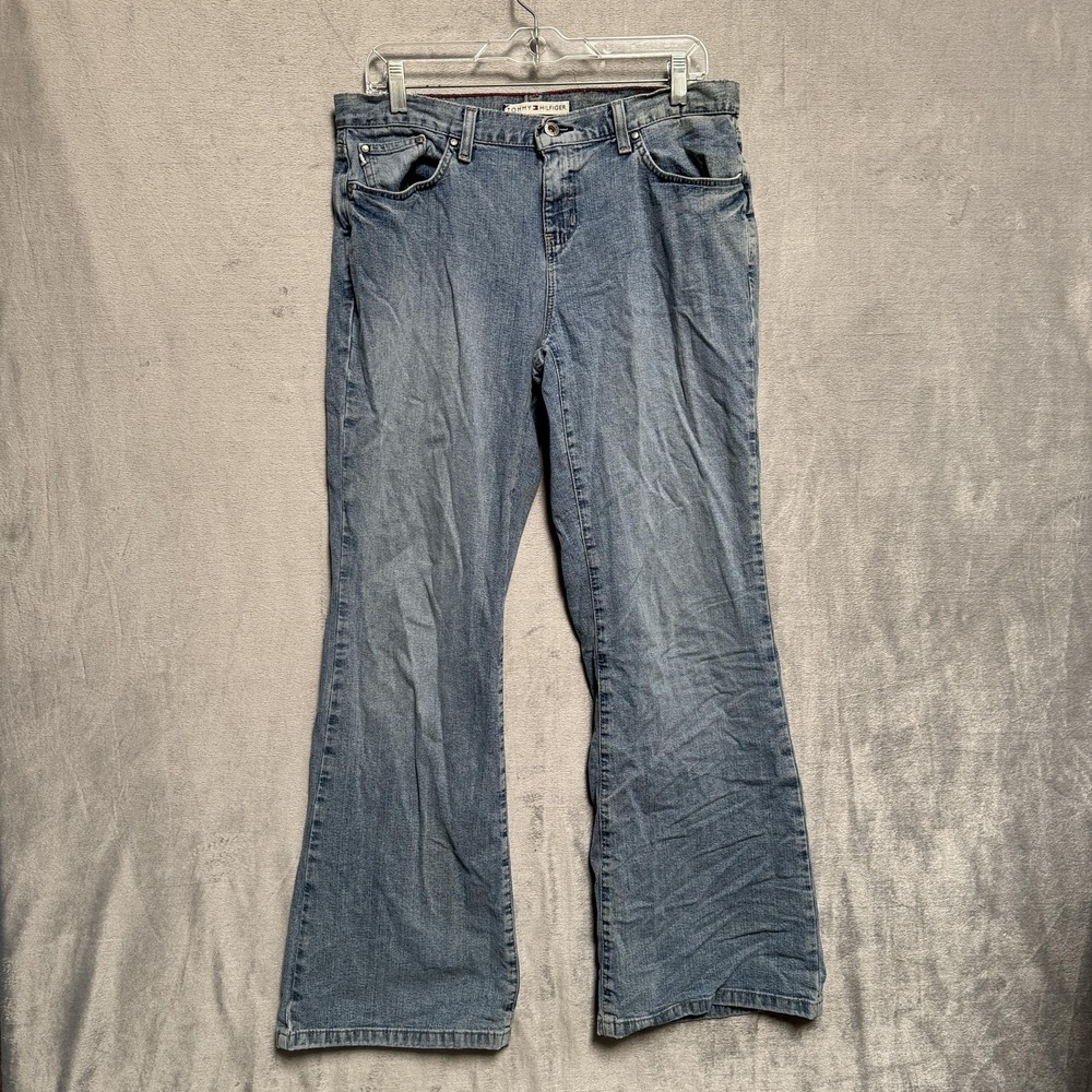 Vintage Tommy Hilfiger Jeans Women 10 Blue Stretch Hipster Flare Denim Y2K 2000s